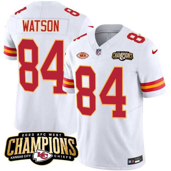 Men & Women & Youth Kansas City Chiefs #84 Justin Watson White 2023 F.U.S.E. AFC West Champions With NKH Patch Vapor Untouchable Limited Jersey,We sell and wholesale Men & Women & Youth Kansas City Chiefs #84 Justin Watson White 2023 F.U.S.E. AFC West Champions With NKH Patch Vapor Untouchable Limited Jersey on line form chian!